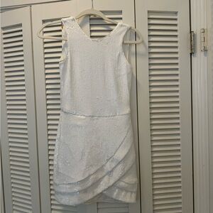 NBD white sequin mini dress